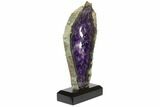 Amethyst & Agate Slab With Wood Base - Artigas, Uruguay #151227-2